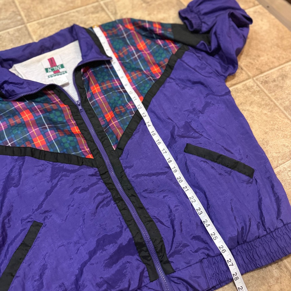 Active Exposure Vintage Purple Plaid Colorblock Windbreaker Jacket Womens 2X - Picture 13 of 16